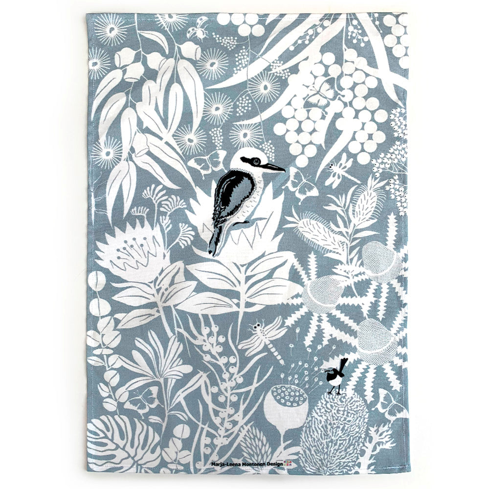 Blue Winged Kookuburra Tea Towel