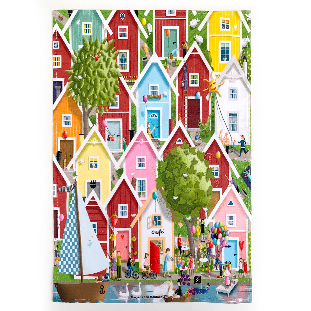 Happy Town Tea Towel