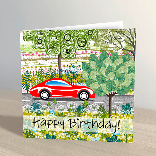Happy Birthday Red Car Greeting Card
