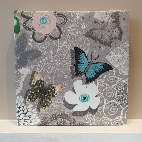 Blue butterfly block print front view