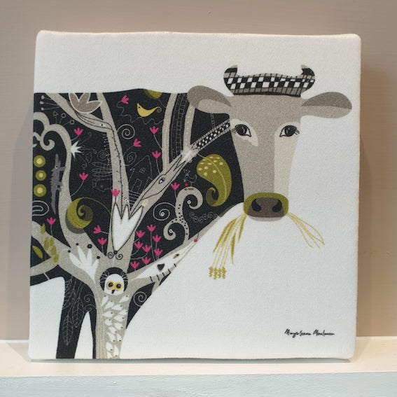 Cow Eating Corn Block Print front view