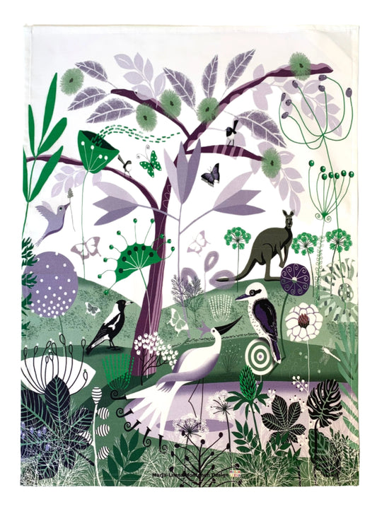 Australian nature tea towel in green by Marja-Leena