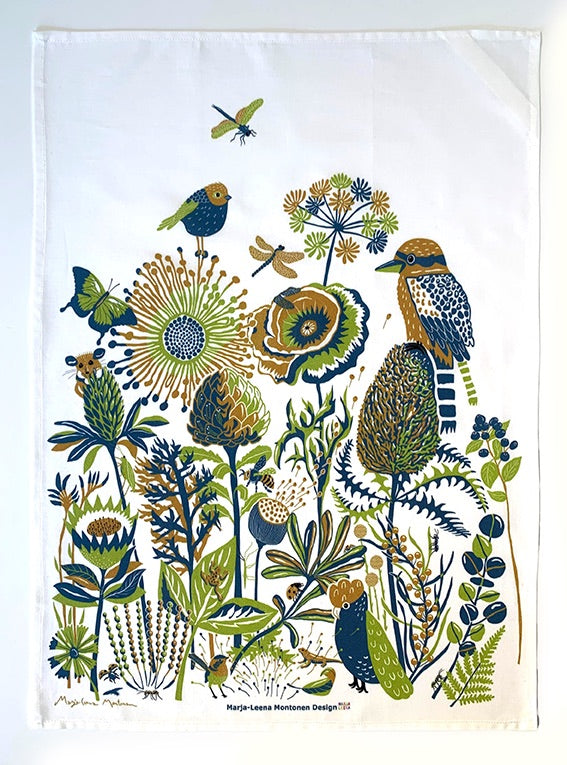 Australian garden tea towel by Marja-Leena