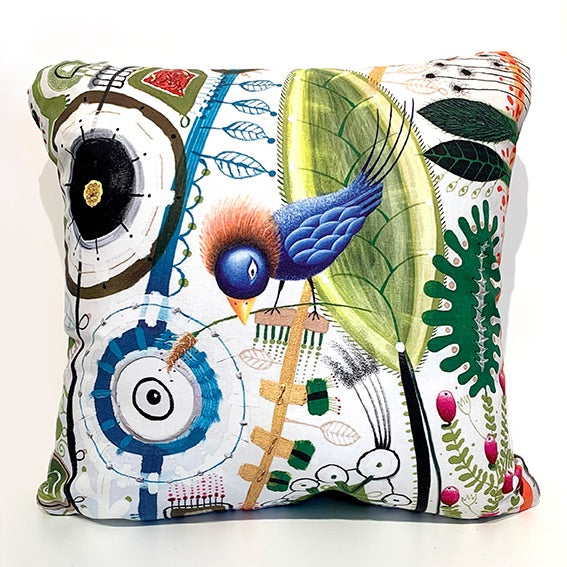 Blue bird cushion