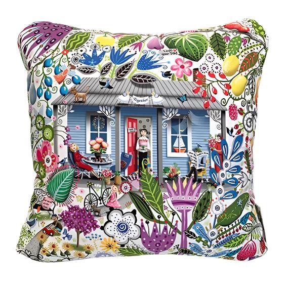 House and garden cushion by Marja-Leena