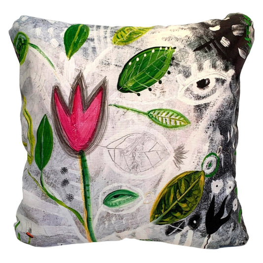 Red tulip cushion by Marja-Leena