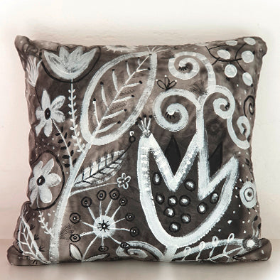 Big Black & White Cushion (Hand painted)
