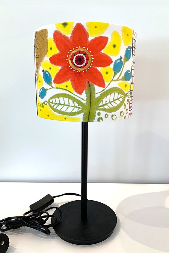 Back of Red Bird Hand Painted Lamp by Marja-Leena