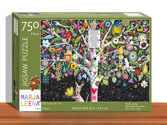 The Tree of Life 750 Jigsaw Puzzle displaying cheerful Australian animals and colourful flowers