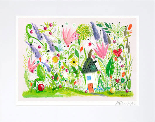 There's a little House in My Garden Mounted Print